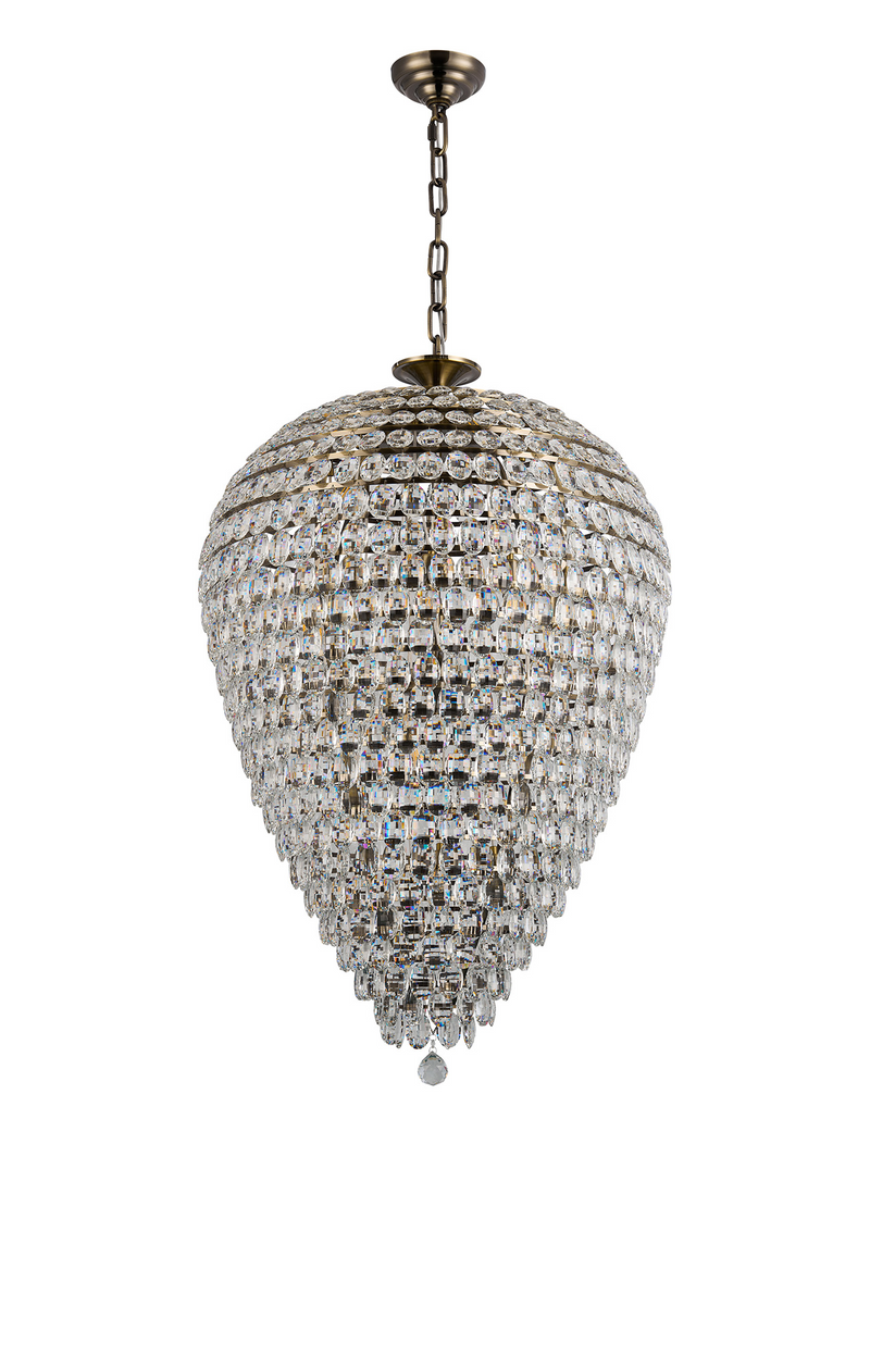 Load image into Gallery viewer, Diyas IL32888AB Coniston Acorn Pendant, 25 Light E14, Antique Brass/Crystal, Item Weight: 64.60kg - 60962
