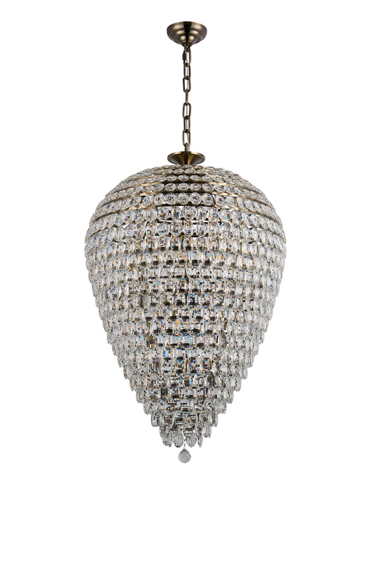 Diyas IL32888AB Coniston Acorn Pendant, 25 Light E14, Antique Brass/Crystal, Item Weight: 64.60kg - 60962