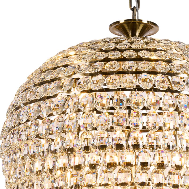 Load image into Gallery viewer, Diyas IL32888AB Coniston Acorn Pendant, 25 Light E14, Antique Brass/Crystal, Item Weight: 64.60kg - 60962
