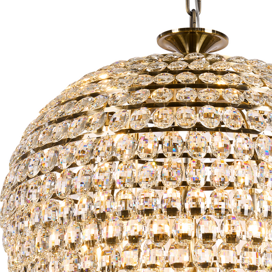 Diyas IL32888AB Coniston Acorn Pendant, 25 Light E14, Antique Brass/Crystal, Item Weight: 64.60kg - 60962