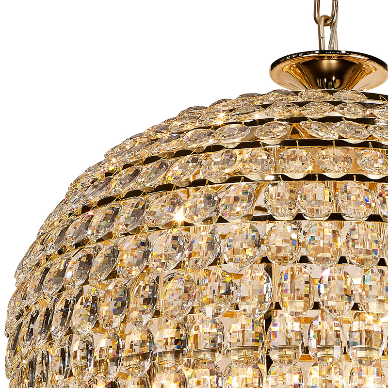 Load image into Gallery viewer, Diyas IL32888 Coniston Tall Acorn Pendant, 25 Light E14, French Gold/Crystal
