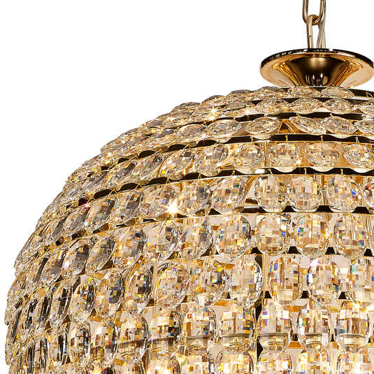 Diyas IL32888 Coniston Tall Acorn Pendant, 25 Light E14, French Gold/Crystal