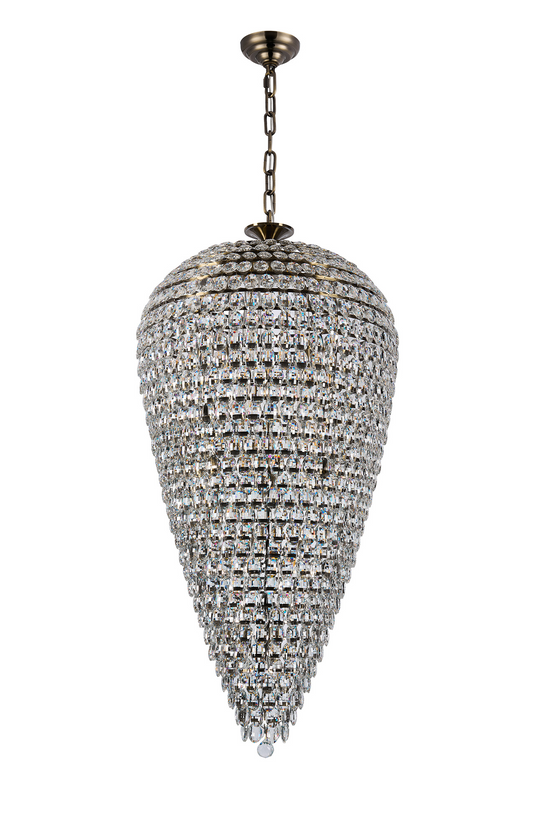 Diyas IL32889AB Coniston Tall Acorn Pendant, 30 Light E14, Antique Brass/Crystal, Item Weight: 84.10kg - 60963