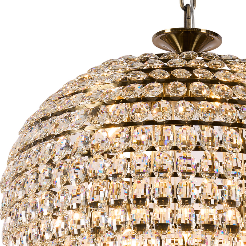 Load image into Gallery viewer, Diyas IL32889AB Coniston Tall Acorn Pendant, 30 Light E14, Antique Brass/Crystal, Item Weight: 84.10kg - 60963
