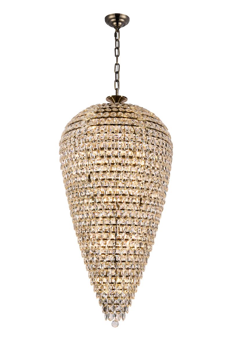 Load image into Gallery viewer, Diyas IL32889AB Coniston Tall Acorn Pendant, 30 Light E14, Antique Brass/Crystal, Item Weight: 84.10kg - 60963
