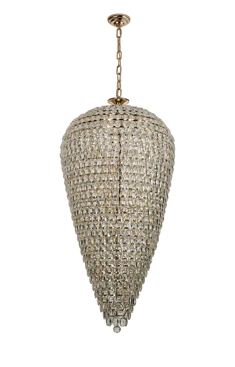 Load image into Gallery viewer, Diyas IL32889 Coniston Tall Acorn Pendant, 30 Light E14, French Gold/Crystal
