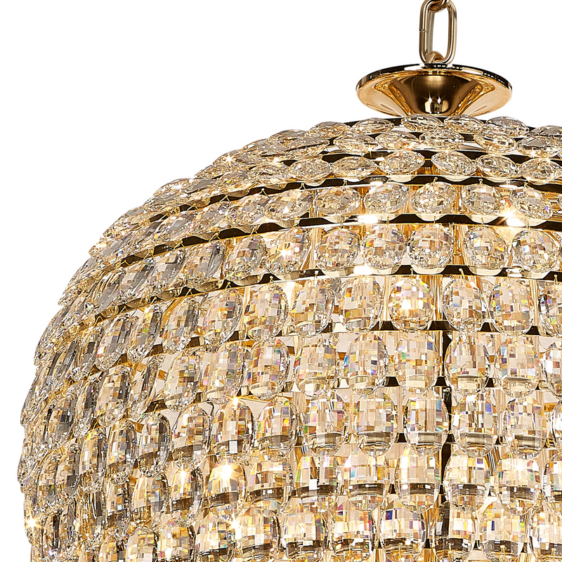 Load image into Gallery viewer, Diyas IL32889 Coniston Tall Acorn Pendant, 30 Light E14, French Gold/Crystal
