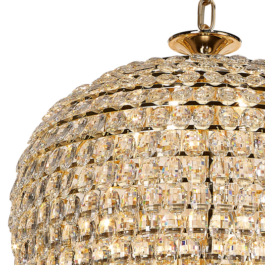 Diyas IL32889 Coniston Tall Acorn Pendant, 30 Light E14, French Gold/Crystal