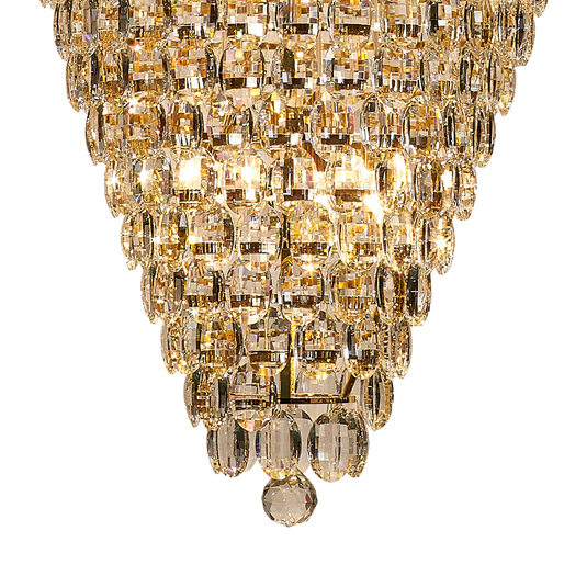 Diyas IL32889 Coniston Tall Acorn Pendant, 30 Light E14, French Gold/Crystal