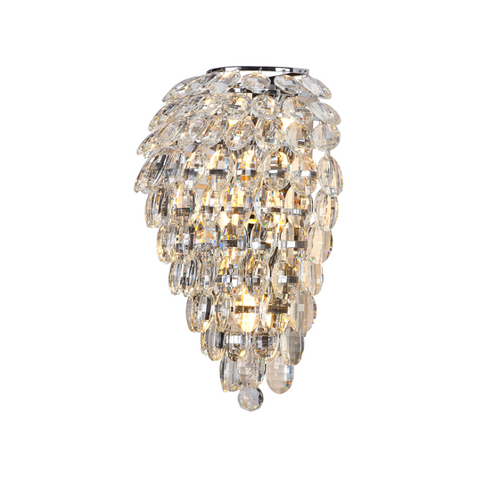 Diyas IL32910 Coniston Tall Wall Lamp, 4 Light E14, Polished Chrome/Crystal