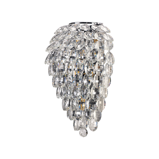 Diyas IL32910 Coniston Tall Wall Lamp, 4 Light E14, Polished Chrome/Crystal