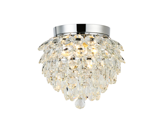 Diyas IL32892 Coniston IP Ceiling, 3 Light G9, IP44, Polished Chrome/Crystal
