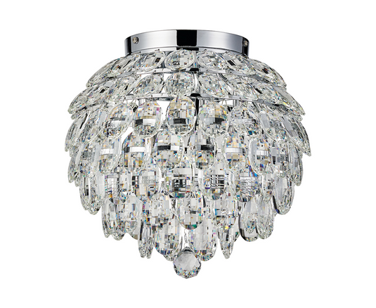 Diyas IL32893 Coniston IP Ceiling, 5 Light G9, IP44, Polished Chrome/Crystal