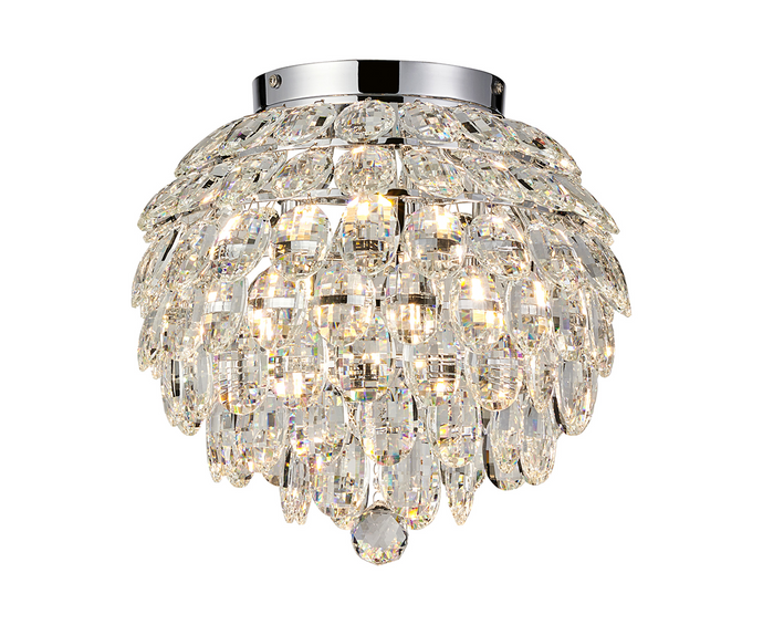 Diyas IL32893 Coniston IP Ceiling, 5 Light G9, IP44, Polished Chrome/Crystal