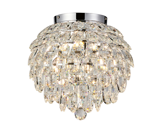 Diyas IL32893 Coniston IP Ceiling, 5 Light G9, IP44, Polished Chrome/Crystal