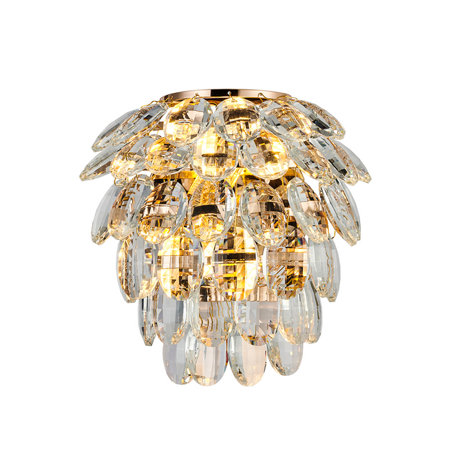 Diyas IL32895 Coniston IP Wall Lamp, 2 Light G9, IP44, French Gold/Crystal