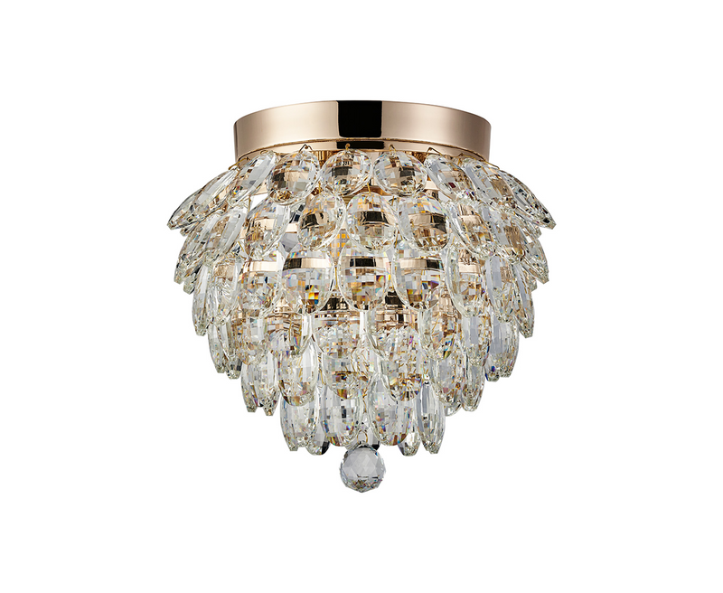 Load image into Gallery viewer, Diyas IL32897 Coniston IP Ceiling, 3 Light G9, IP44, French Gold/Crystal
