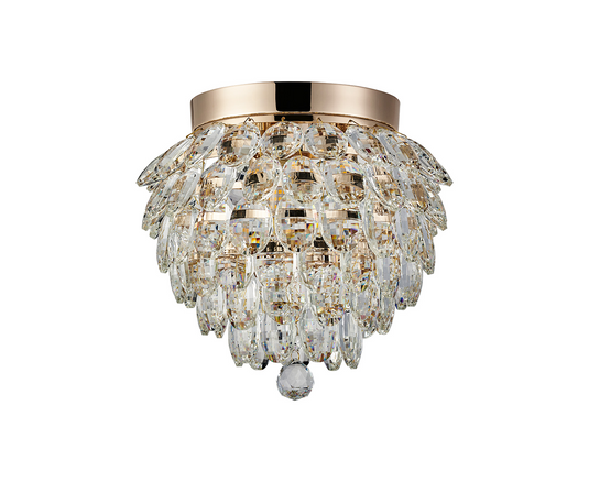 Diyas IL32897 Coniston IP Ceiling, 3 Light G9, IP44, French Gold/Crystal