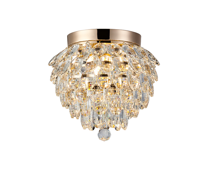 Diyas IL32897 Coniston IP Ceiling, 3 Light G9, IP44, French Gold/Crystal