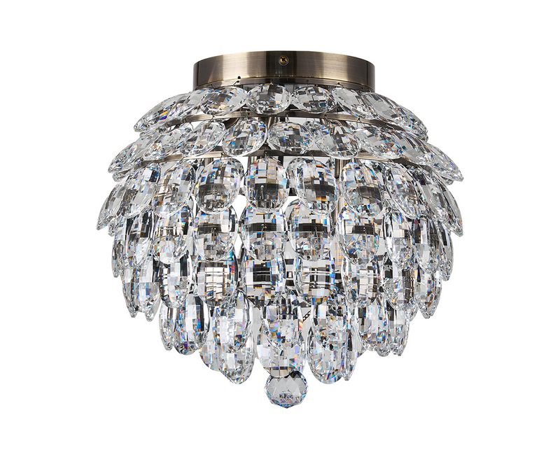 Load image into Gallery viewer, Diyas IL32898AB Coniston IP Ceiling, 5 Light G9, IP44, Antique Brass/Crystal - 60968
