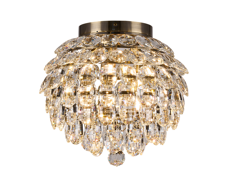 Load image into Gallery viewer, Diyas IL32898AB Coniston IP Ceiling, 5 Light G9, IP44, Antique Brass/Crystal - 60968
