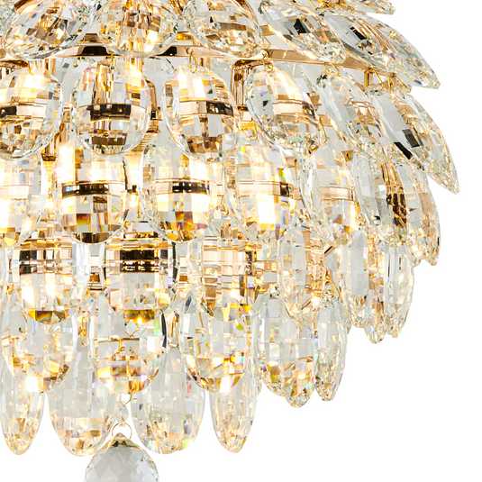 Diyas IL32898 Coniston IP Ceiling, 5 Light G9, IP44, French Gold/Crystal