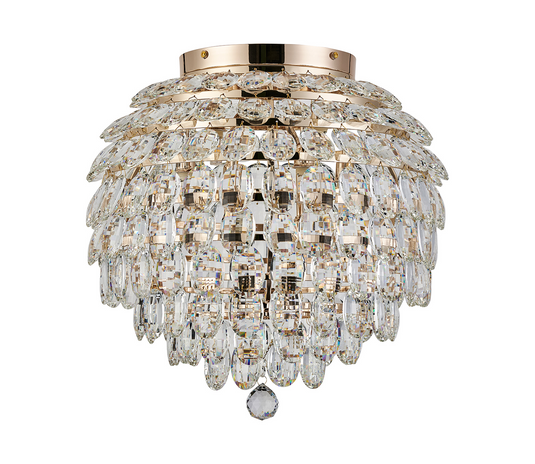 Diyas IL32899 Coniston IP Ceiling, 8 Light G9, IP44, French Gold/Crystal