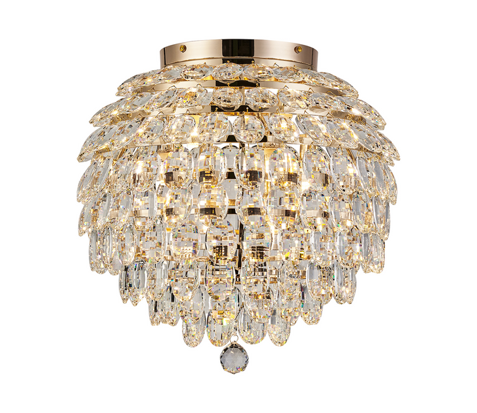 Diyas IL32899 Coniston IP Ceiling, 8 Light G9, IP44, French Gold/Crystal