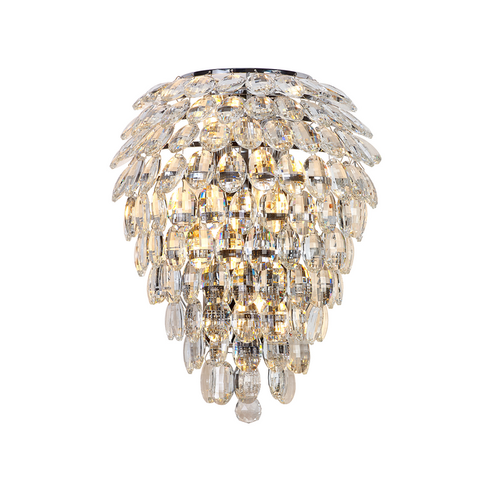 Diyas IL32912 Coniston Tall IP Wall Lamp, 6 Light G9, IP44, Polished Chrome/Crystal