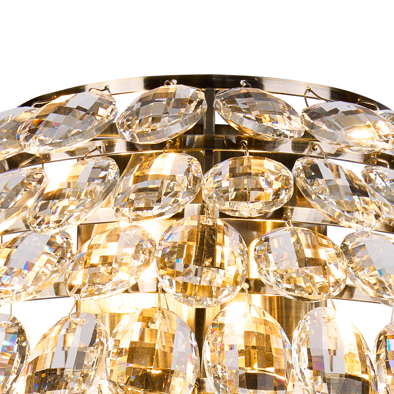 Load image into Gallery viewer, Diyas IL32913AB Coniston Tall Wall Lamp, 6 Light G9, IP44, Antique Brass/Crystal - 60970
