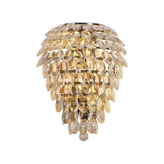 Diyas IL32913 Coniston Tall IP Wall Lamp, 6 Light G9, IP44, French Gold/Crystal