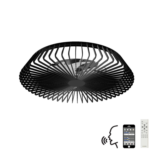 Mantra M7121 Himalaya 70W LED Dimmable Ceiling Light With Built-In 35W DC Reversible Fan, Remote, APP & Alexa/Google Voice Control, 4900lm, Black -