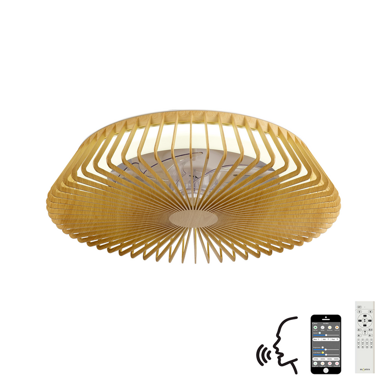 Load image into Gallery viewer, Mantra M7128 Himalaya 70W LED Dimmable Ceiling Light With Built-In 35W DC Reversible Fan, Remote, APP &amp; Alexa/Google Voice Control, 4900lm, Wood -
