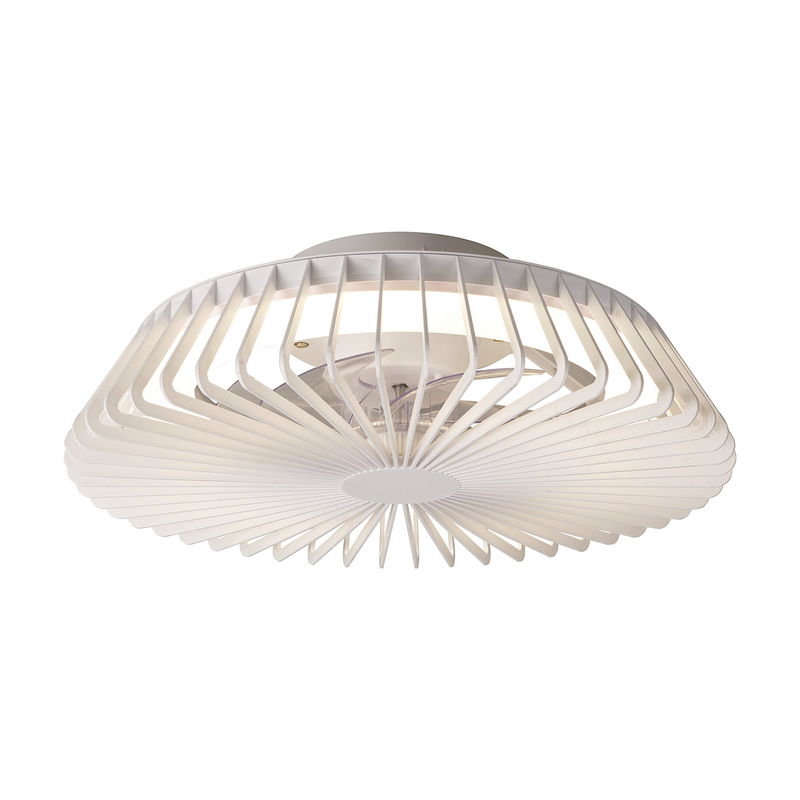 Load image into Gallery viewer, Mantra M8196 Himalaya Mini 53cm 70W LED Round Ceiling Light With 30W DC Reversible Fan, 2700-5000K Tuneable White, 4900lm, Remote Control, White -
