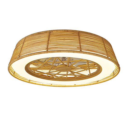Mantra M7810 Indonesia 70W LED Dimmable Ceiling Light With Built-In 35W DC Reversible Fan, Beige Rattan, 4200lm -