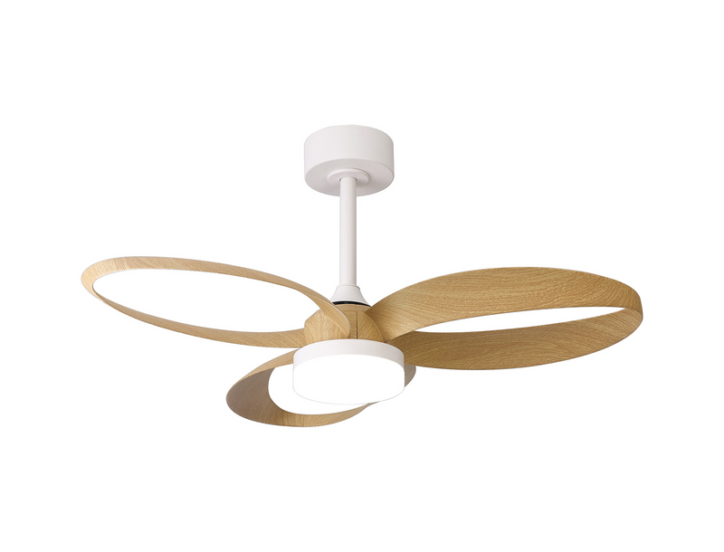 Load image into Gallery viewer, Mantra M8702 Infinity Fan 24W LED Dimmable Ceiling Light With Built-In 30W DC Reversible Fan, Remote Control 2700-5000K, 1800lm, White/Wood -

