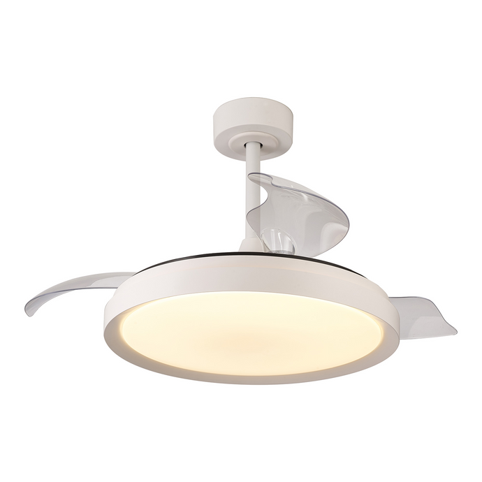 Mantra M8826 Mistral 50W LED Dimmable Ceiling Light With Built-In 30W DC Fan, 2700-5000K Remote Control, 3200lm, White -