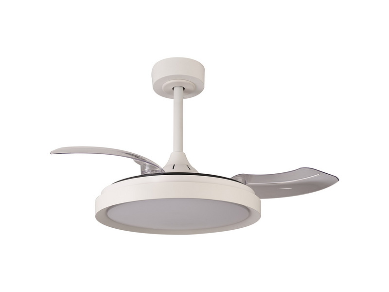 Load image into Gallery viewer, Mantra M8829 Mistral Mini 40W LED Dimmable Ceiling Light With Built-In 28W DC Fan, 2700-5000K Remote Control, 2500lm White -
