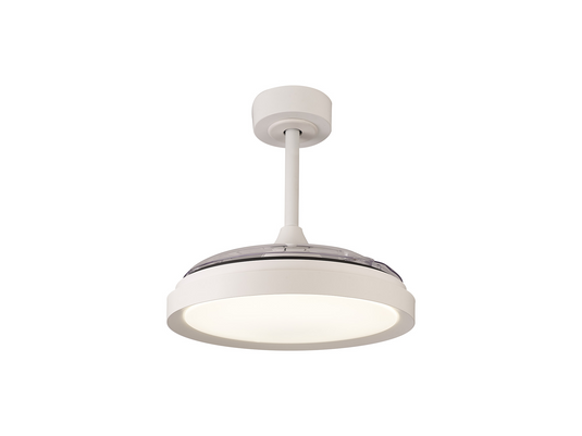 Mantra M8829 Mistral Mini 40W LED Dimmable Ceiling Light With Built-In 28W DC Fan, 2700-5000K Remote Control, 2500lm White -