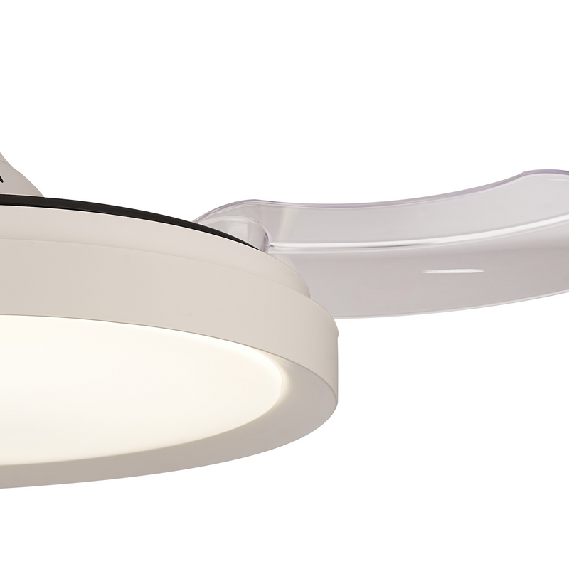 Load image into Gallery viewer, Mantra M8829 Mistral Mini 40W LED Dimmable Ceiling Light With Built-In 28W DC Fan, 2700-5000K Remote Control, 2500lm White -
