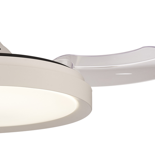 Mantra M8829 Mistral Mini 40W LED Dimmable Ceiling Light With Built-In 28W DC Fan, 2700-5000K Remote Control, 2500lm White -