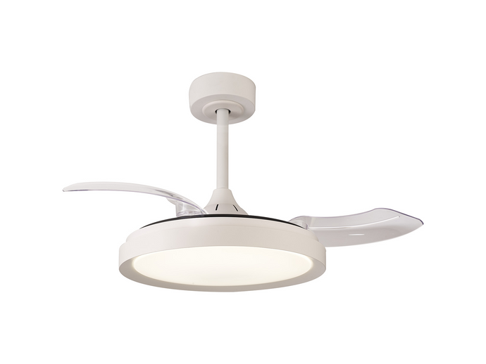 Mantra M8829 Mistral Mini 40W LED Dimmable Ceiling Light With Built-In 28W DC Fan, 2700-5000K Remote Control, 2500lm White -