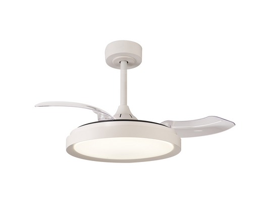 Mantra M8829 Mistral Mini 40W LED Dimmable Ceiling Light With Built-In 28W DC Fan, 2700-5000K Remote Control, 2500lm White -