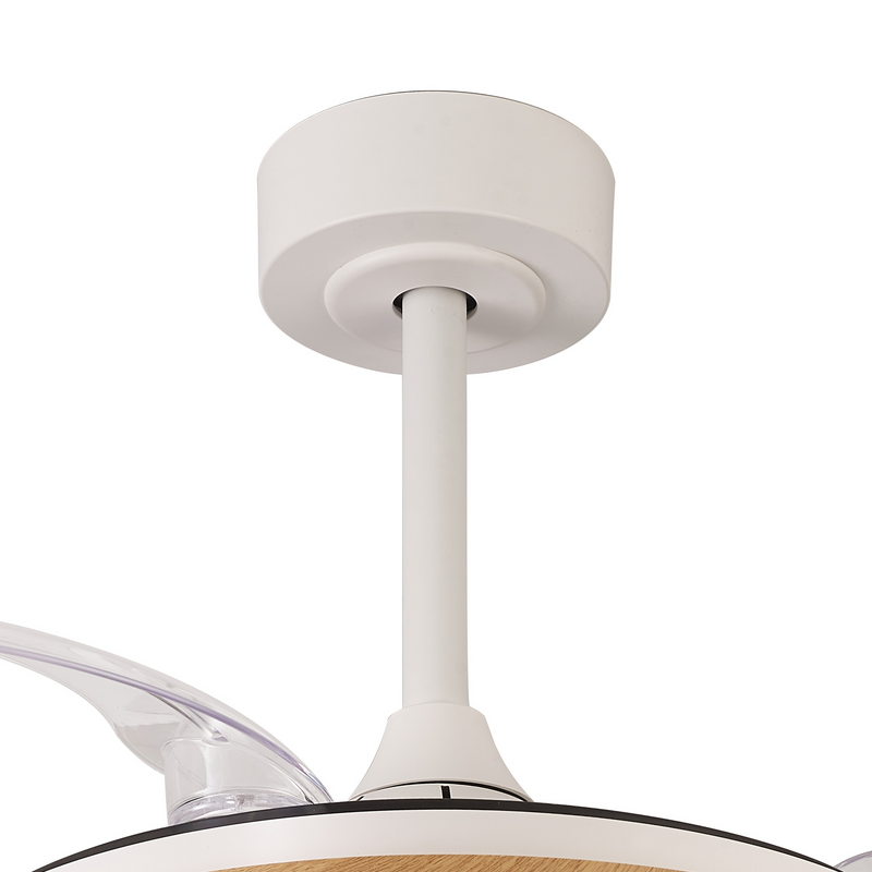 Load image into Gallery viewer, Mantra M8830 Mistral Mini 40W LED Dimmable Ceiling Light With Built-In 28W DC Fan, 2700-5000K Remote Control, 2500lm Wood -
