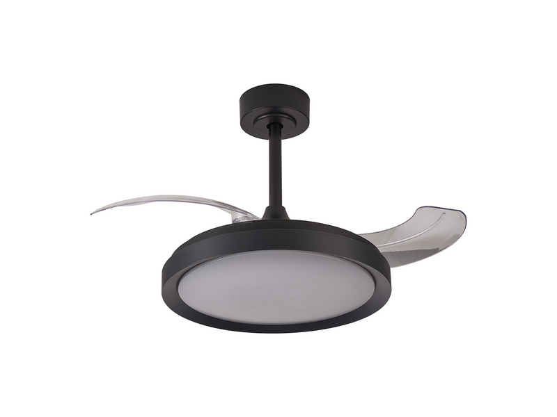 Load image into Gallery viewer, Mantra M8831 Mistral Mini 40W LED Dimmable Ceiling Light With Built-In 28W DC Fan, 2700-5000K Remote Control, 2500lm Black -
