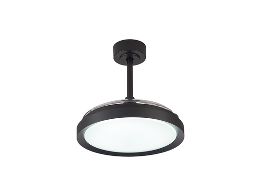 Mantra M8831 Mistral Mini 40W LED Dimmable Ceiling Light With Built-In 28W DC Fan, 2700-5000K Remote Control, 2500lm Black -