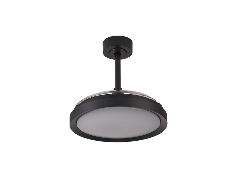Load image into Gallery viewer, Mantra M8831 Mistral Mini 40W LED Dimmable Ceiling Light With Built-In 28W DC Fan, 2700-5000K Remote Control, 2500lm Black -
