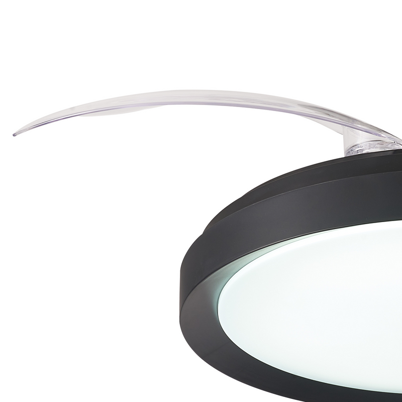 Load image into Gallery viewer, Mantra M8831 Mistral Mini 40W LED Dimmable Ceiling Light With Built-In 28W DC Fan, 2700-5000K Remote Control, 2500lm Black -
