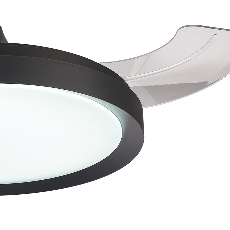 Load image into Gallery viewer, Mantra M8831 Mistral Mini 40W LED Dimmable Ceiling Light With Built-In 28W DC Fan, 2700-5000K Remote Control, 2500lm Black -
