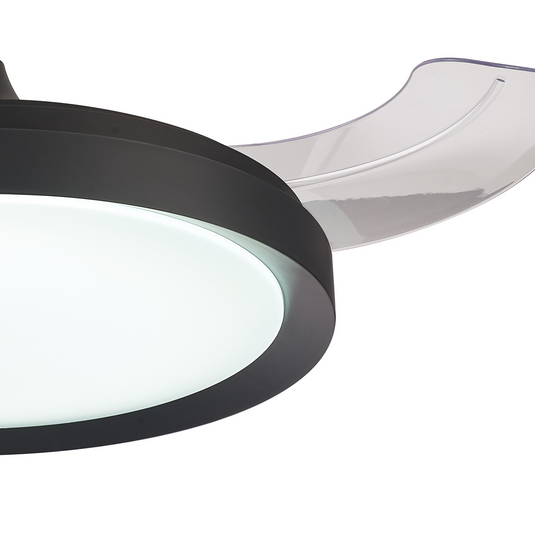 Mantra M8831 Mistral Mini 40W LED Dimmable Ceiling Light With Built-In 28W DC Fan, 2700-5000K Remote Control, 2500lm Black -